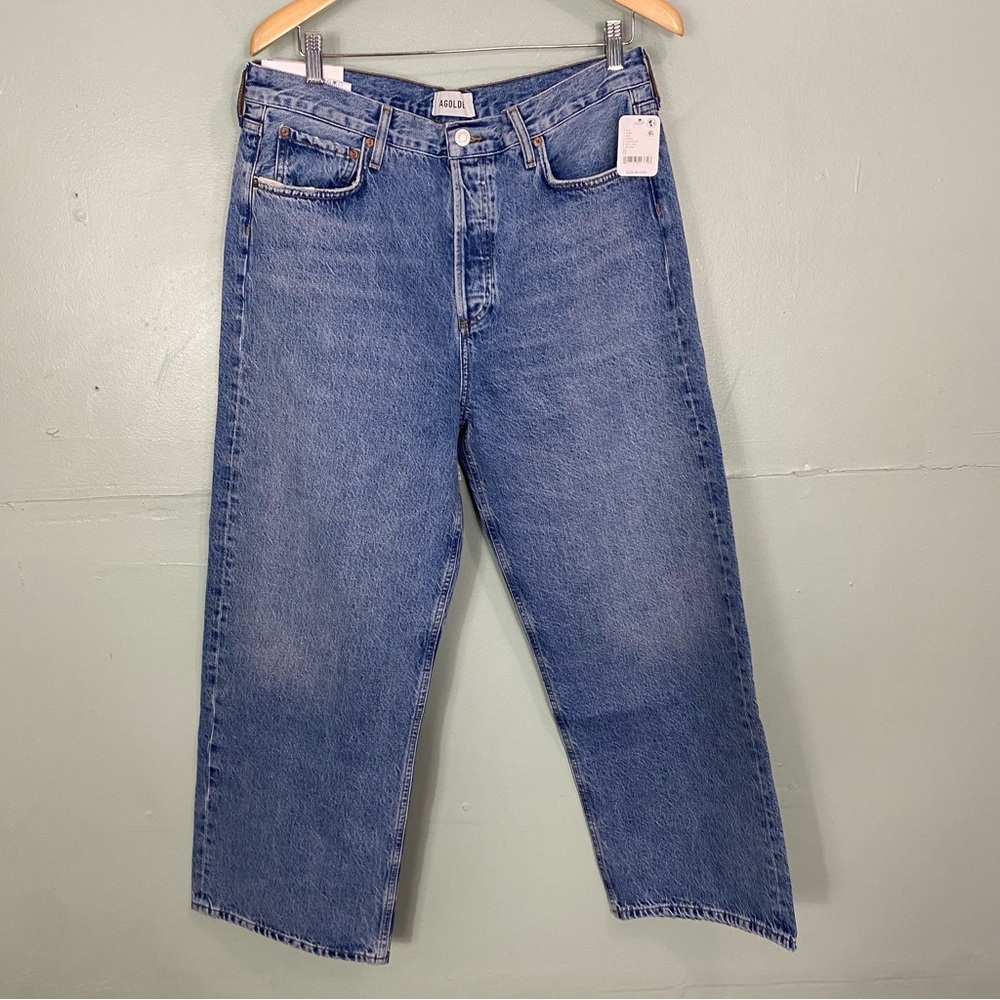 Agolde Ren High Rise Wide Leg Ankle Jean Denim Blue Shrine Size 32 - Picture 2 of 6